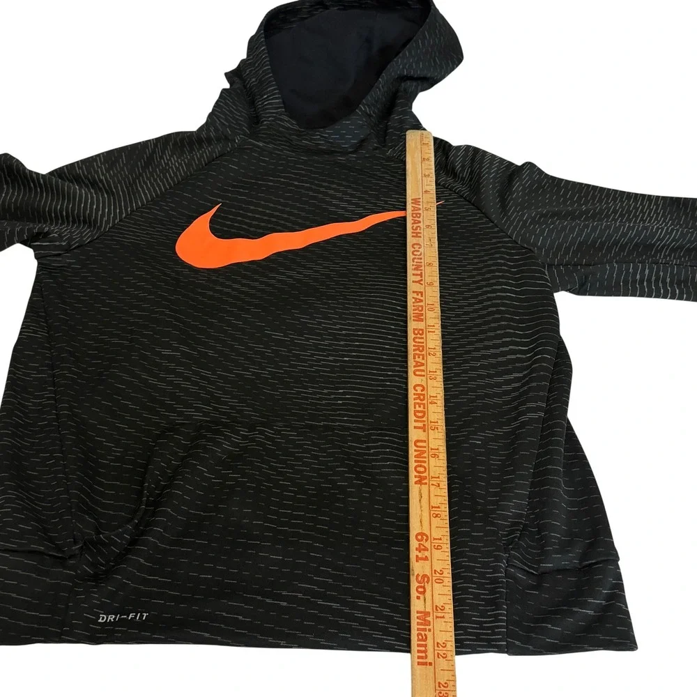 Nike Boys XL Dri-FIT Hoodie Black Orange Neon Space‎ Dye Sweatshirt Activewear